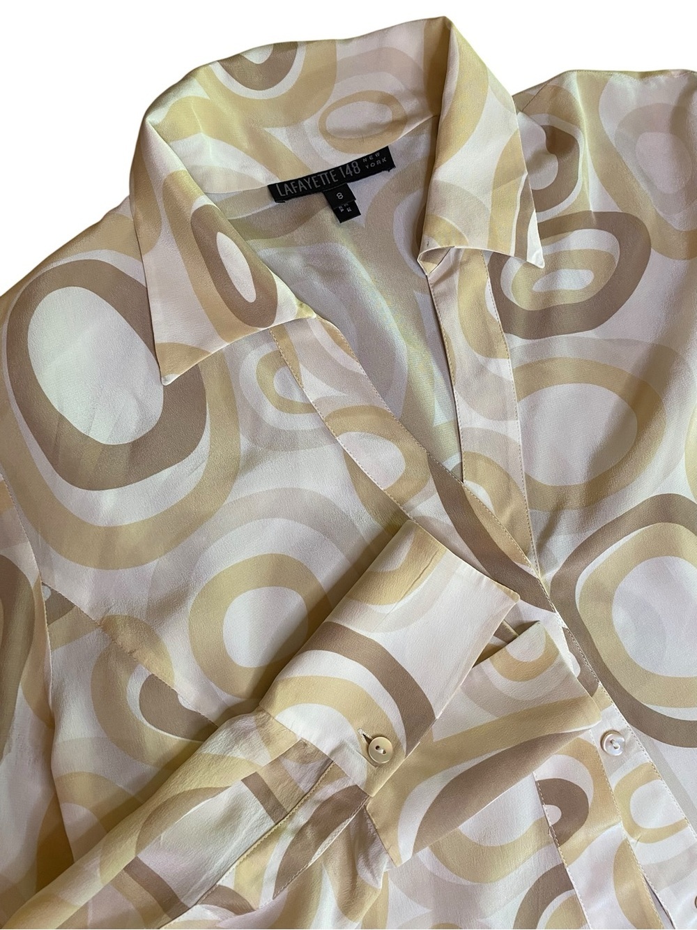 Lafayette 148 Silk Top Women’s 8 70s Business Casual Office Coastal Retro Prep